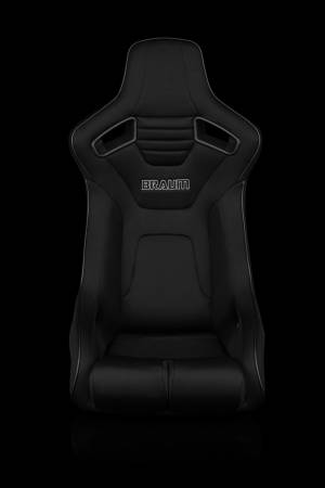 BRAUM RACING SEATS & MORE - BRAUM Racing Elite-R Series Fixed Back Bucket Seat - Black Polo Cloth (Black Stitching / Black Piping) - Each