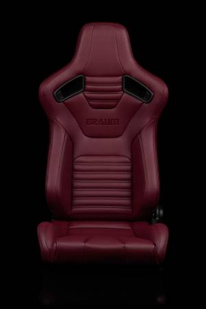 BRAUM RACING SEATS & MORE - BRAUM Racing Elite-X Series Sport Seats - Maroon Leatherette (Black Stitching) - Pair