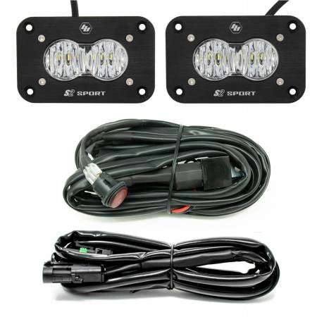 Baja Designs - Baja Designs S2 Sport Flush Mount Wide Cornering Pattern LED Work Light Clear Lens Kit