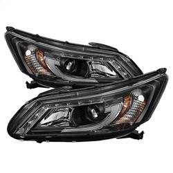 Spyder Auto - Spyder Honda Accord 2013-2015 4DR Projector Headlights Light Bar DRL Black PRO-YD-HA13-LBDRL-BK