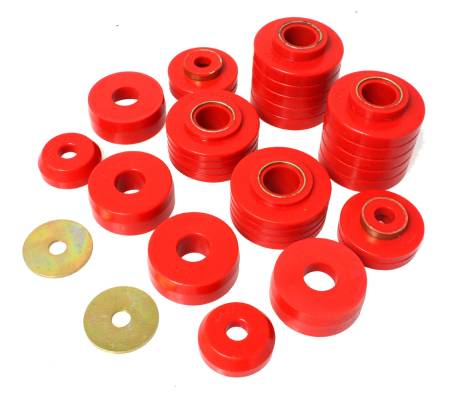 Energy Suspension - Energy Suspension 80-98 Ford F250/F350 / 80-92 Ford F100/F150 / 85-98 Ford F450 Red Body Mount Set