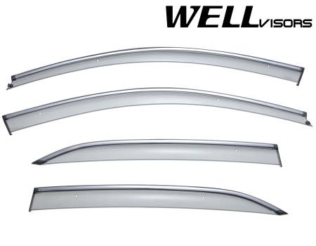 WellVisors - WellVisors Side Window Deflectors Mercedes Benz W212 E-Class E200 E250 E300 E350 E400 E500 E550 10-16 With Chrome Trim