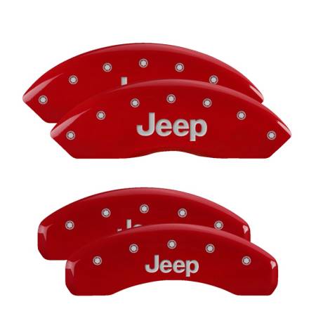 MGP Caliper Covers - MGP Caliper Covers Red finish, Silver JEEP for 2007-2018 Jeep Wrangler / 2008-2012 Jeep Liberty