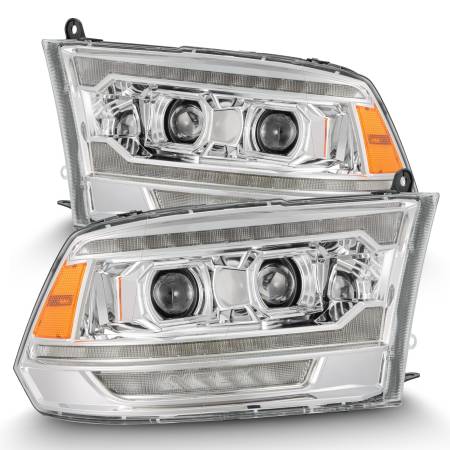 AlphaRex - AlphaRex 09-18 Dodge Ram 2500 LUXX LED Proj Headlights Plank Style Chrm w/Activ Light/Seq Signal/DRL