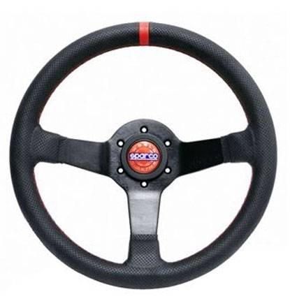 Sparco - Sparco Steering Wheel R330 Champion Black Leather / Red Stiching