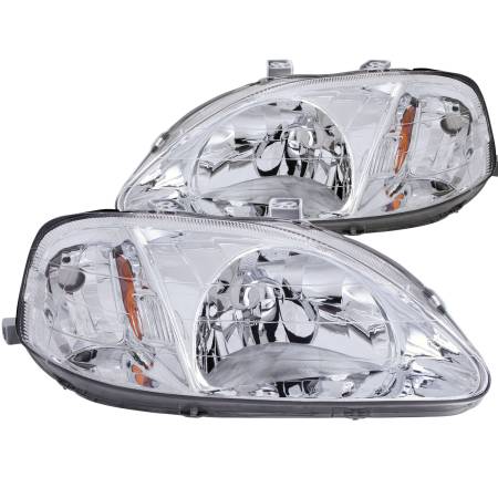 ANZO Headlights, Tail Lights and More  - ANZO 1999-2000 Honda Civic Crystal Headlights Chrome