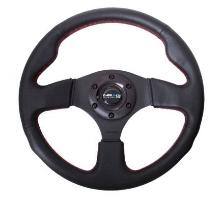 NRG Innovations - NRG Innovations Reinforced Steering Wheel (320mm) Leather w/Red Stitch