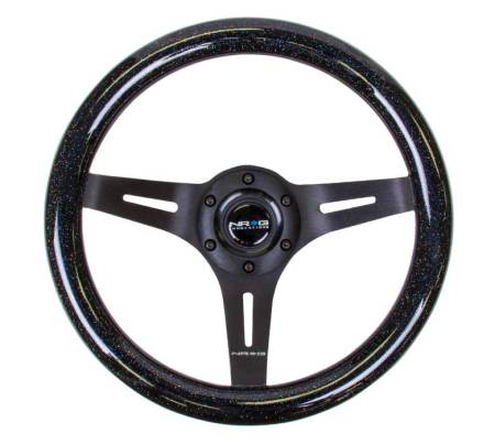 NRG Innovations - NRG Innovations Classic Wood Grain Steering Wheel (310mm) Black Sparkle w/Blk 3-Spoke Center