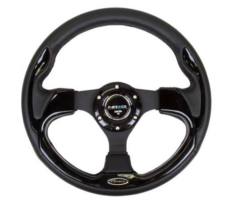 NRG Innovations - NRG Innovations Reinforced Steering Wheel (320mm) Blk w/Gloss Black Trim