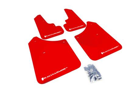 Rally Armor - Rally Armor 2003-2008 Subaru Forester UR Red Mud Flap w/ White Logo