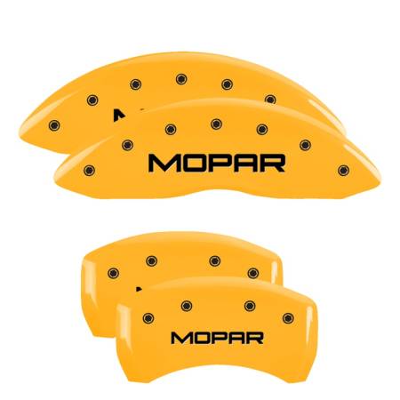 MGP Caliper Covers - MGP Caliper Covers Yellow finish, Black MOPAR for 2011-2019 Dodge Challenger / 2011-2019 Dodge Charger