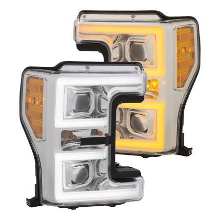 ANZO Headlights, Tail Lights and More  - ANZO LED Headlights 17-18 Ford F-250 Super Duty Plank-Style L.E.D. Headlight Chrome (Pair)