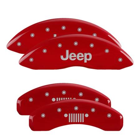 MGP Caliper Covers - MGP Caliper Covers Red finish, Silver JEEP / JEEP Grill Logo for 2011-2019 Jeep Grand Cherokee