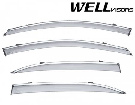 WellVisors - WellVisors Side Window Deflectors Mercedes Benz W205 C300 C400 C-Class 15-20 Sedan with Chrome Trim