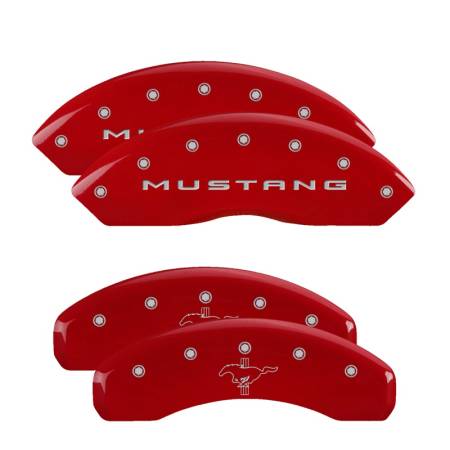 MGP Caliper Covers - MGP Caliper Covers Red finish, Silver Mustang / Bar & Pony (2015) for 2015-2020 Ford Mustang