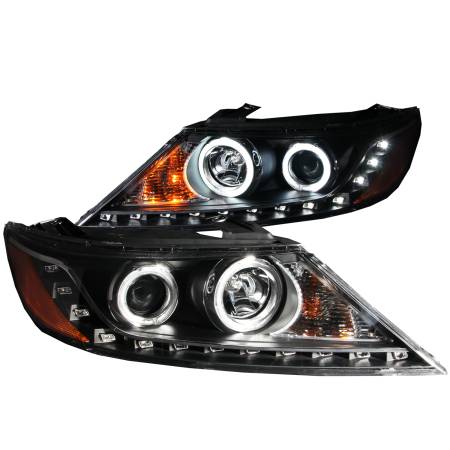 ANZO Headlights, Tail Lights and More  - ANZO 2011-2013 Kia Sorento Projector Headlights w/ Halo Black (CCFL)