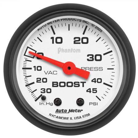 AutoMeter - AutoMeter Phantom 52mm 30in Hg-Vac/45PSI Mechanical Vacuum/Boost Gauge