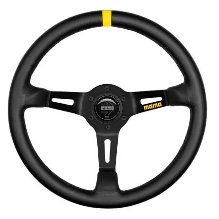 Momo - Momo MOD08 Steering Wheel 350 mm -  Black Leather/Black Spokes/1 Stripe