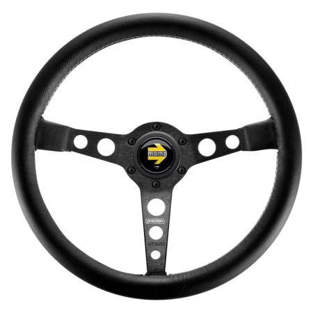 Momo - Momo Prototipo Steering Wheel 350 mm - Black Leather/Wht Stitch/Black Spokes