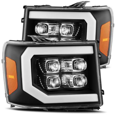 AlphaRex - AlphaRex 07-13 GMC 1500HD NOVA LED Proj Headlight Plank Style Gloss Blk w/Activ Light/Seq Signal/DRL