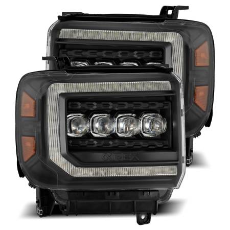 AlphaRex - AlphaRex 14-18 GMC Sierra NOVA LED Proj Headlights Plank Style Black w/Activ Light/Seq Signal/DRL