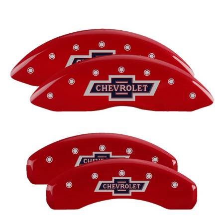 MGP Caliper Covers - MGP Caliper Covers Red finish, Silver 100 Anniversary Chevrolet for 2019-2019 Chevrolet Silverado 1500