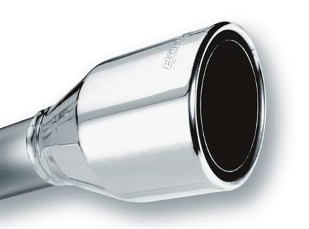 Borla - Borla 2.5in Inlet 4.5in Round Rolled Angle Cut Phantom X 7.75in Long Embossed Universal Exhaust Tips