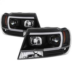 Spyder Auto - Spyder 99-04 Jeep Grand Cherokee Projector Headlights - Light Bar DRL LED - Black