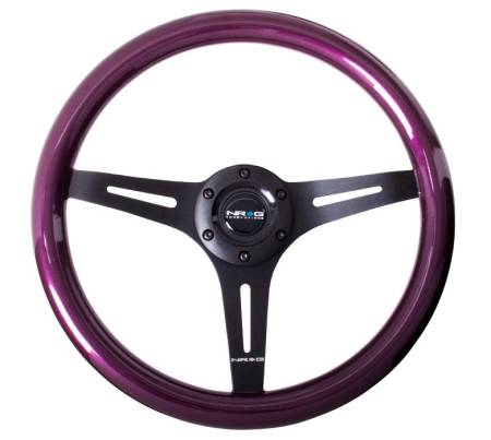 NRG Innovations - NRG Innovations Classic Wood Grain Steering Wheel (350mm) Purple Pearl/Flake Paint w/Black 3-Spoke Center