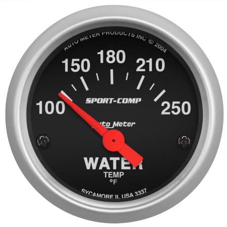 AutoMeter - AutoMeter Sport-Comp 52mm 100-250 Deg F Electronic Water Temp Gauge