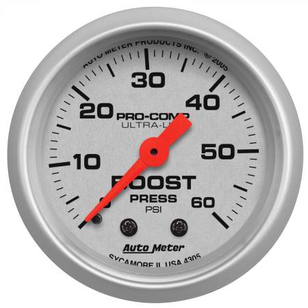 AutoMeter - AutoMeter Ultra-Lite 52mm 60 PSI Mechanical Boost Gauge