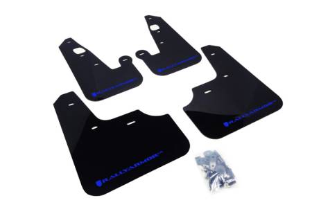 Rally Armor - Rally Armor 2007+ Mitsubishi Lancer (doesn't fit Sportback) UR Black Mud Flap w/ Blue Logo