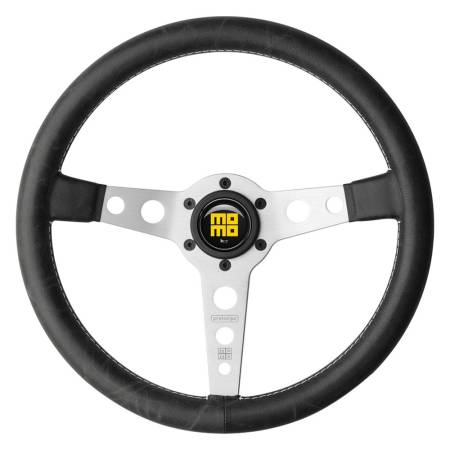 Momo - Momo Prototipo Steering Wheel 350 mm - Black Leather/White Stitch/Brshd Spokes