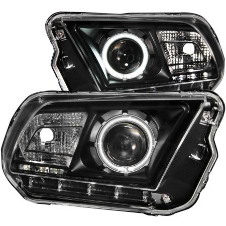 ANZO Headlights, Tail Lights and More  - ANZO 2010-2014 Ford Mustang Projector Headlights w/ Halo Black (CCFL)