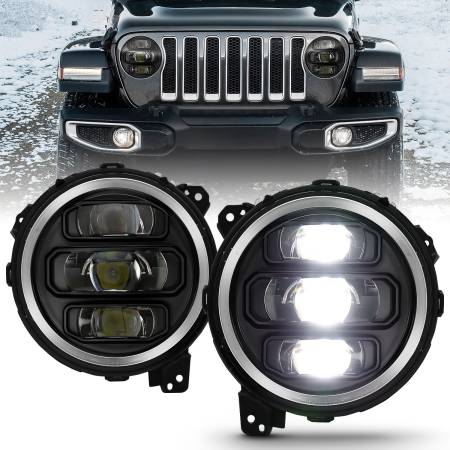 ANZO Headlights, Tail Lights and More  - ANZO 2018-2019 Jeep Wrangler Full Led ProjectorH.L Black