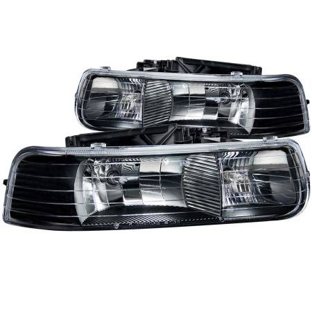 ANZO Headlights, Tail Lights and More  - ANZO 1999-2002 Chevrolet Silverado 1500 Crystal Headlights Black