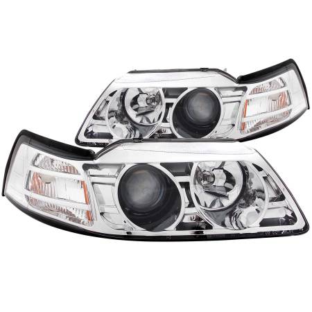 ANZO Headlights, Tail Lights and More  - ANZO 1999-2004 Ford Mustang Projector Headlights Chrome