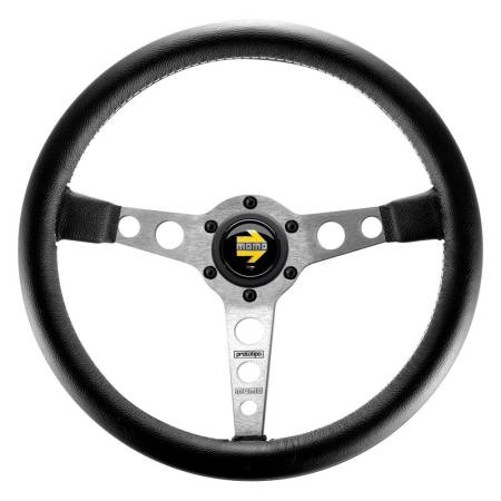 Momo - Momo Prototipo Steering Wheel 350 mm - Black Leather/Wht Stitch/Brshd Spokes