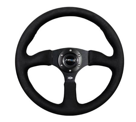 NRG Innovations - NRG Innovations Reinforced Steering Wheel (350mm / 2.5in. Deep)Blk Alcantara Comfort Grip w/4mm Matte Blk Spokes