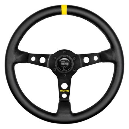 Momo - Momo MOD07 Steering Wheel 350 mm -  Black Leather/Black Spokes/1 Stripe