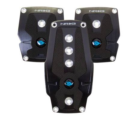 NRG Innovations - NRG Innovations Brushed Aluminum Sport Pedal M/T - Black w/Black Rubber Inserts