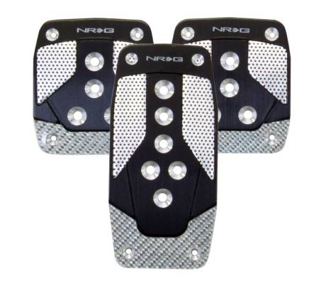 NRG Innovations - NRG Innovations Aluminum Sport Pedal M/T - Black w/Silver Carbon