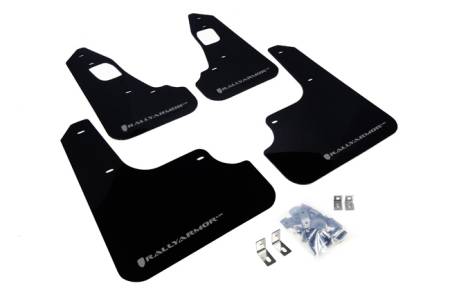 Rally Armor - Rally Armor 2008+ Mitsubishi EVO X UR Black Mud Flap w/ Silver Logo