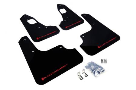 Rally Armor - Rally Armor 2008+ Mitsubishi EVO X UR Black Mud Flap w/ Red Logo