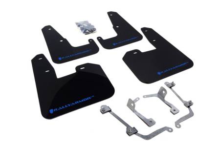 Rally Armor - Rally Armor V2 08-11 STI (hatch only) / 11 WRX (hatch only) UR Black Mud Flap w/ Blue Logo