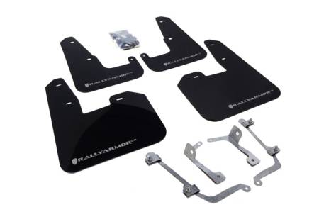 Rally Armor - Rally Armor V2 08-11 STI (hatch only) / 11 WRX (hatch only) UR Black Mud Flap w/ Silver Logo