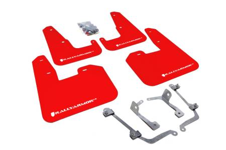 Rally Armor - Rally Armor V2 08-11 STI (hatch only) / 11 WRX (hatch only) UR Red Mud Flap w/ White Logo