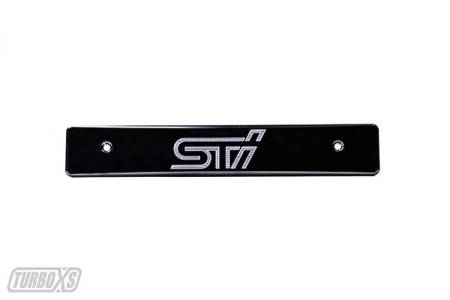 Turbo XS - Turbo XS Billet Aluminum License Plate Delete 2008-14 Subaru WRX/STi Black Machined "STi" Logo.