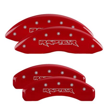 MGP Caliper Covers - MGP Caliper Covers Red finish, Silver Raptor for 2012-2019 Ford F-150