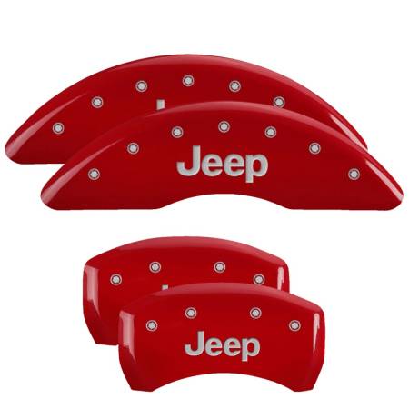 MGP Caliper Covers - MGP Caliper Covers Red finish, Silver JEEP for 2014-2019 Jeep Cherokee